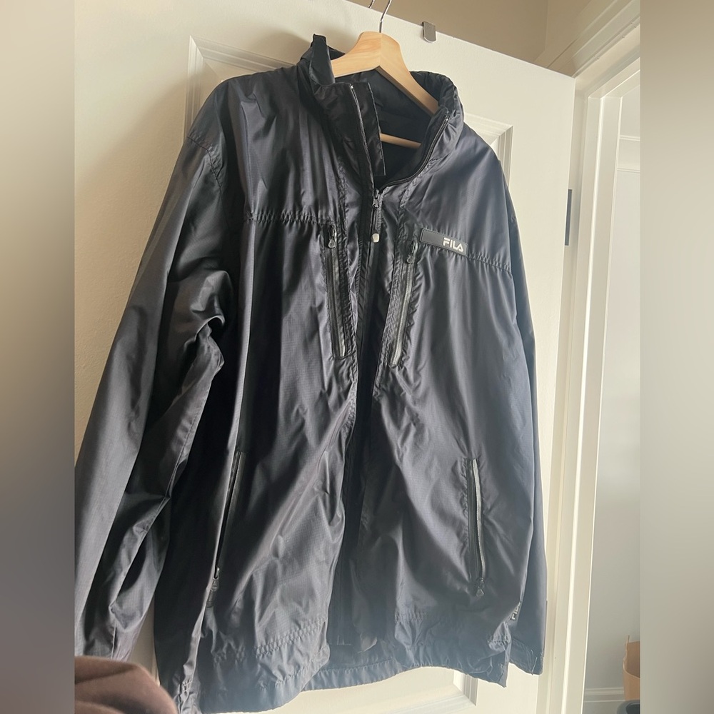 Fila Black Windbreaker Jacket with Hood